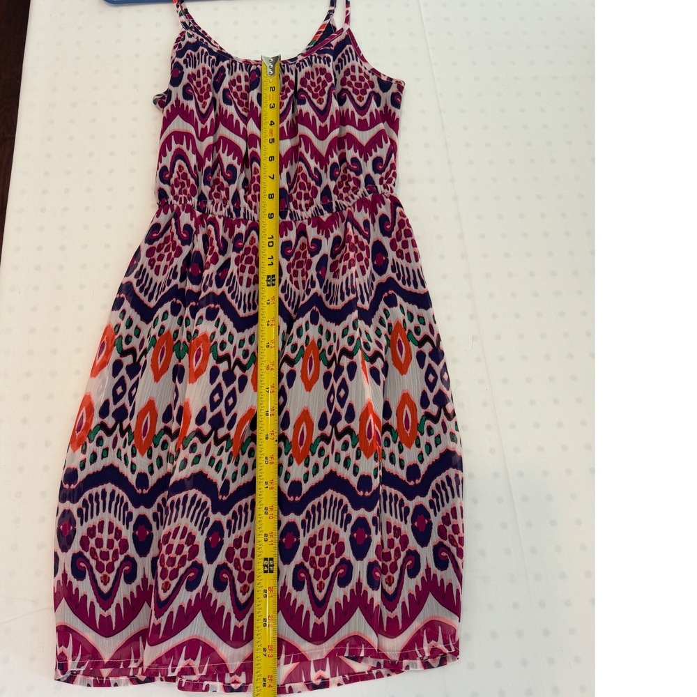 Gap Womens XS Pink Purple Ikat Print Chiffon Sleeveless Mini Sun‎ Dress - Picture 3 of 5